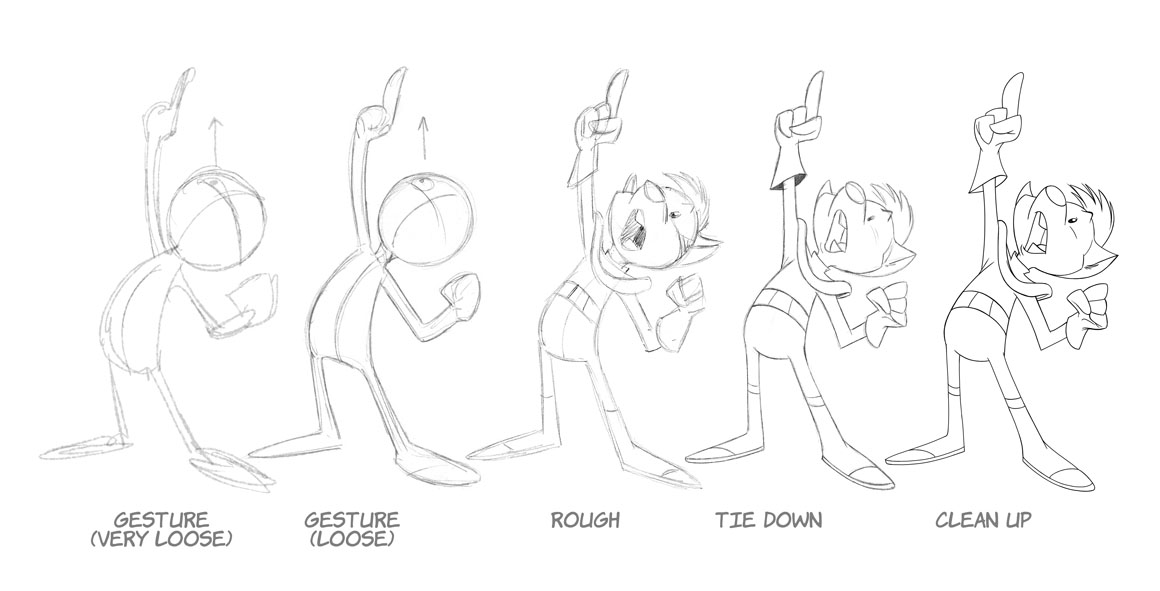 gesture rough tiedown cleanup drawings